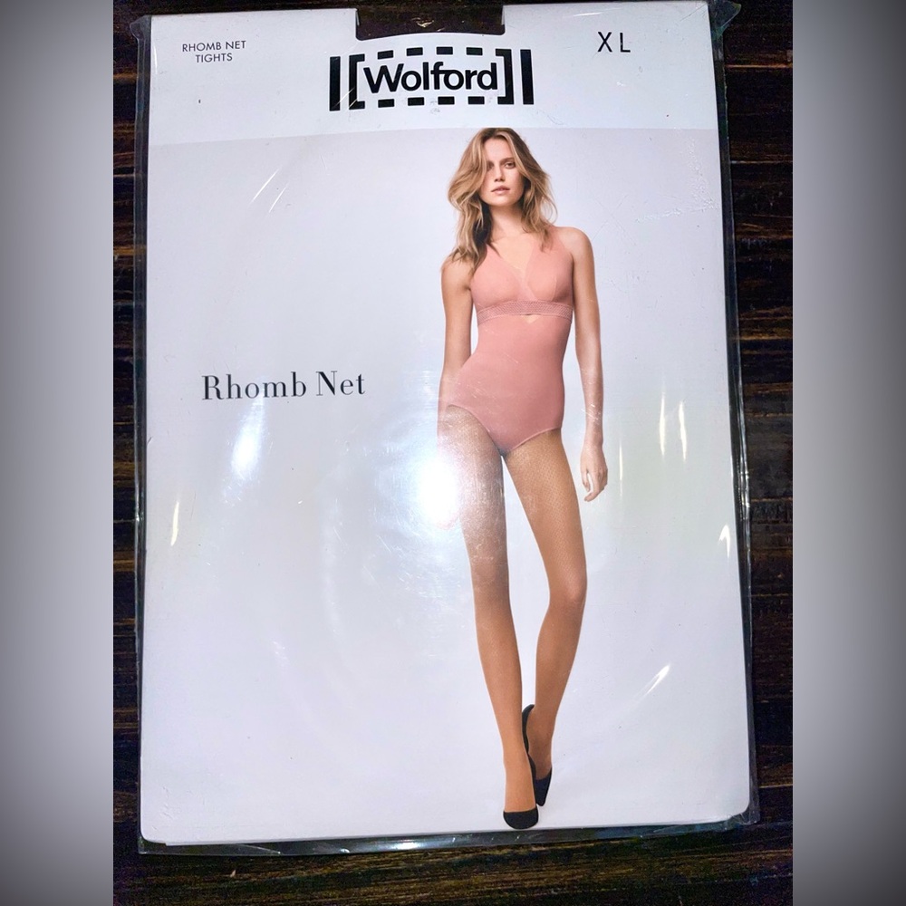 Wolford Rhomb Net Tights Rare Deep Purple size X-LARGE